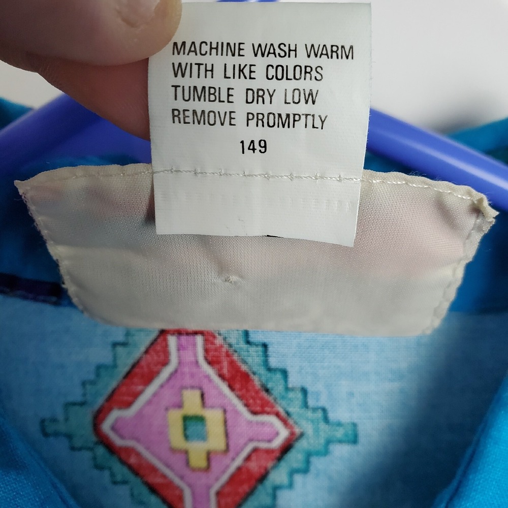 Wrangler Shirt Womens XL Blue NWT Vintage Southwestern Aztec Rodeo Button-Up - Picture 5 of 8